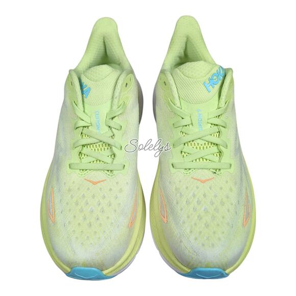 HOKA ONE ONE Clifton 9 Lettuce Solar Flare Running Walking Sneaker Womens 9.5B - Picture 2 of 11